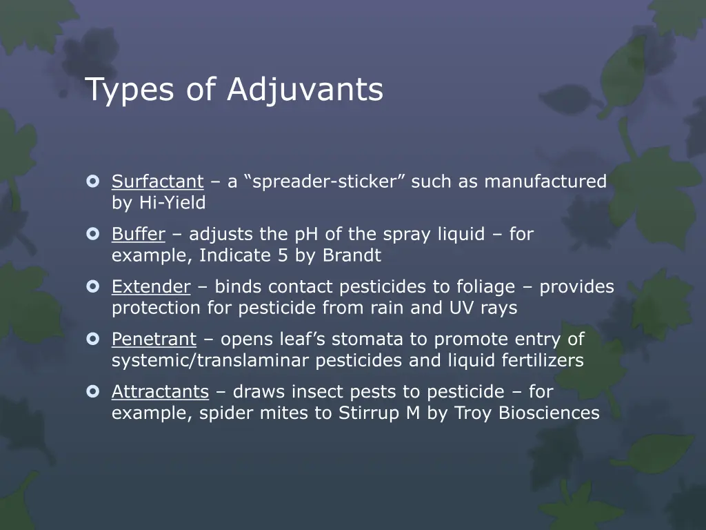 types of adjuvants