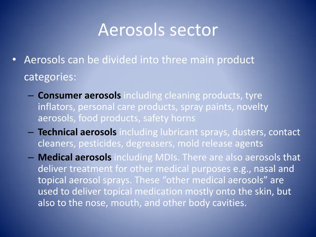 aerosols sector