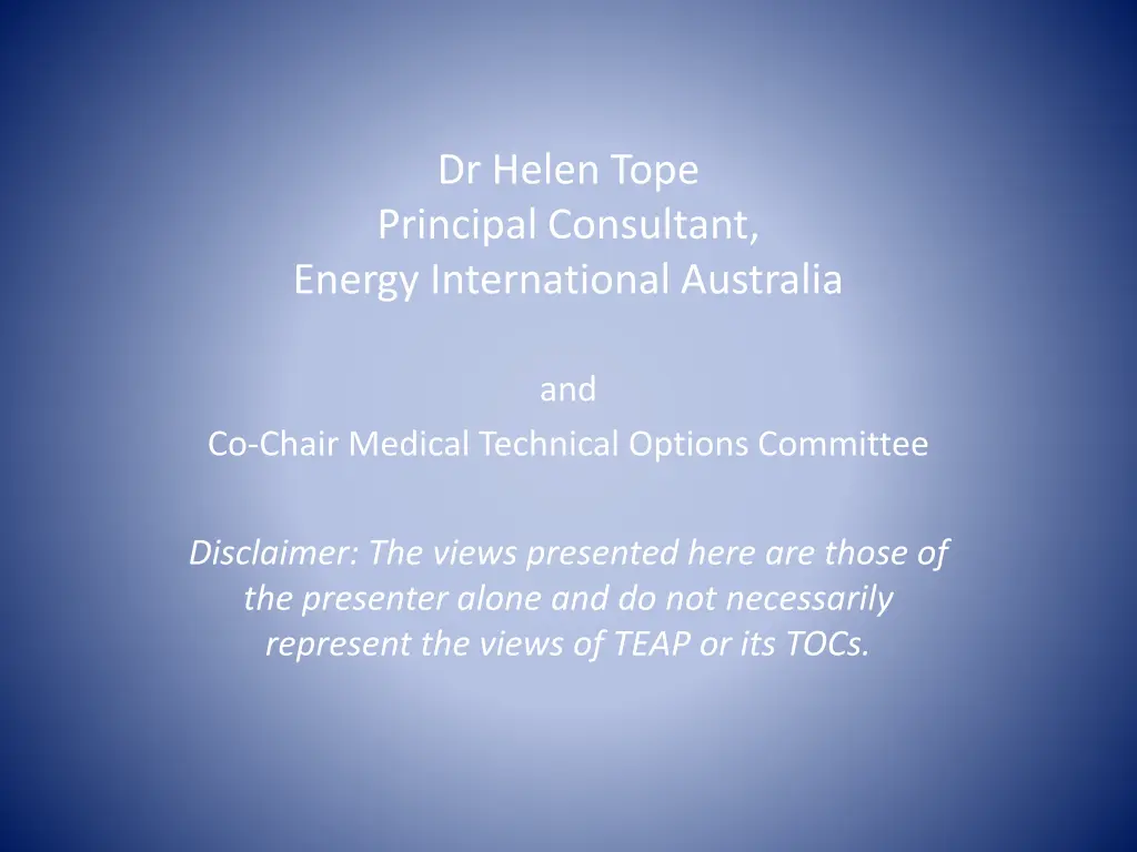 dr helen tope principal consultant energy