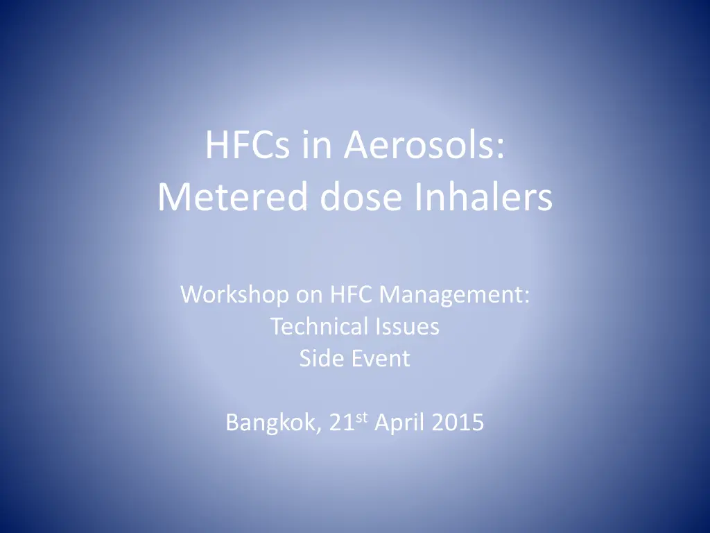 hfcs in aerosols metered dose inhalers