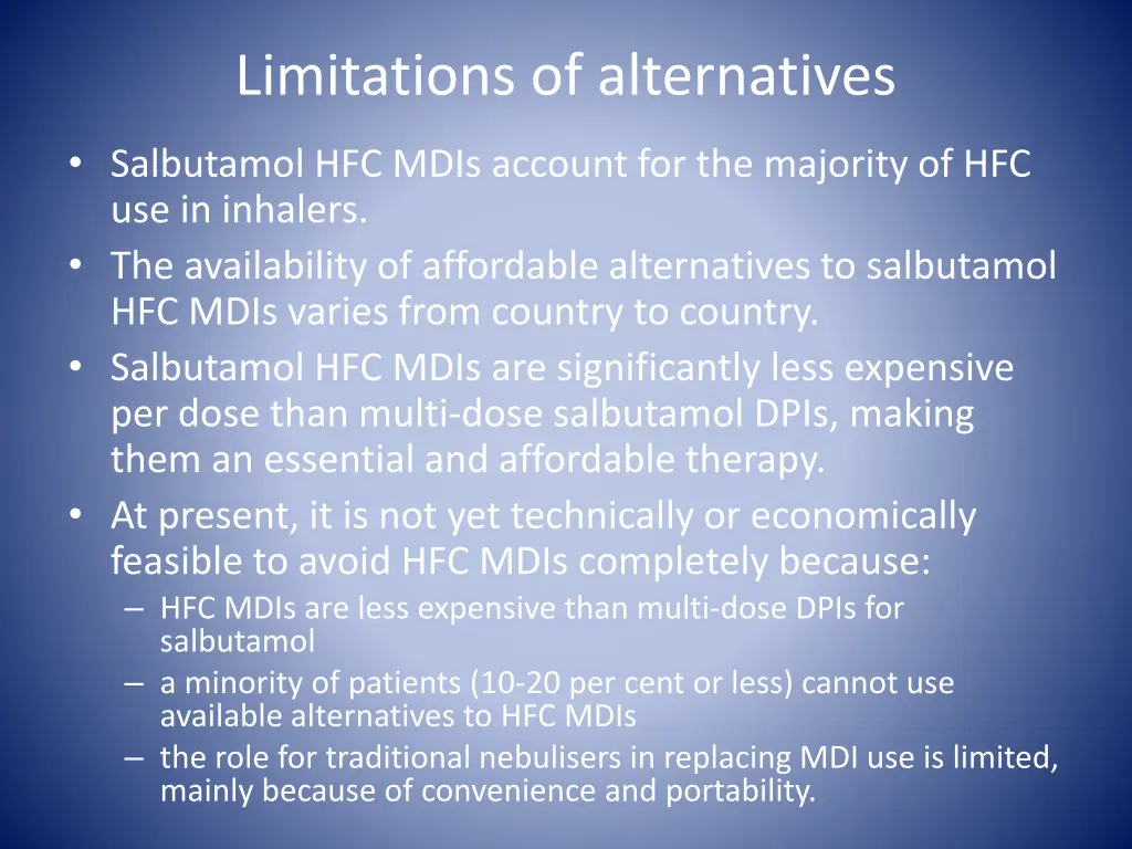 limitations of alternatives