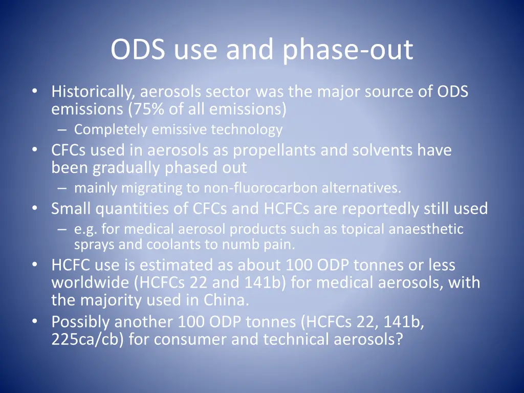 ods use and phase out