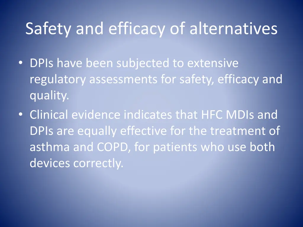 safety and efficacy of alternatives