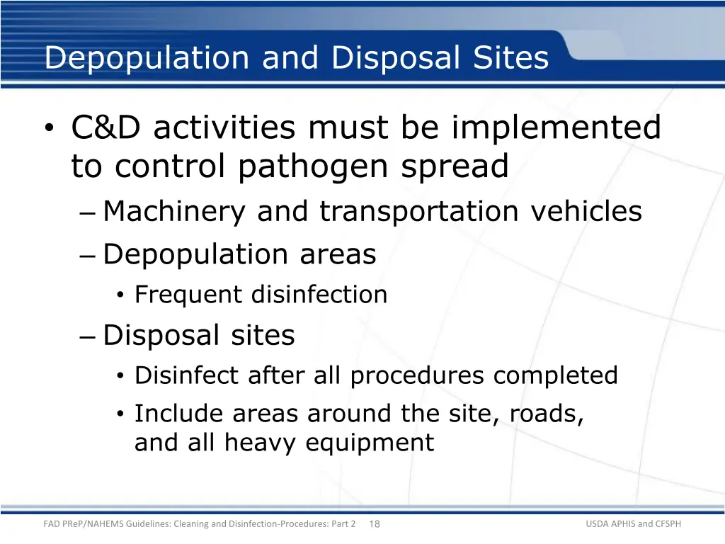 depopulation and disposal sites