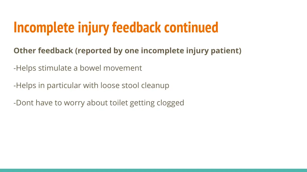 incomplete injury feedback continued