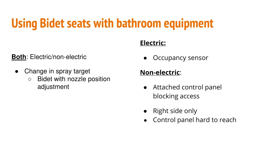 using bidet seats with bathroom equipment