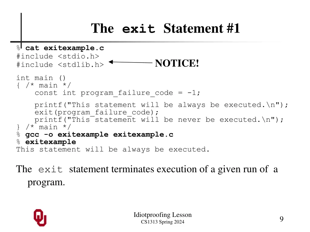 the exit statement 1