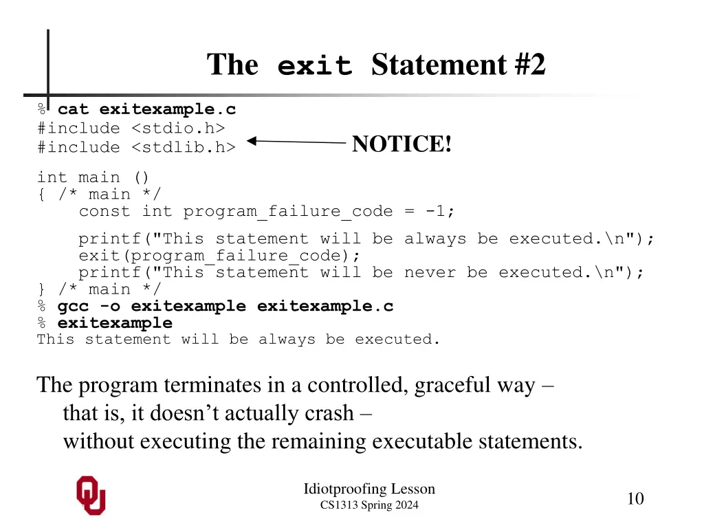 the exit statement 2