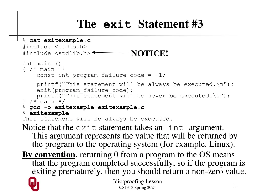 the exit statement 3