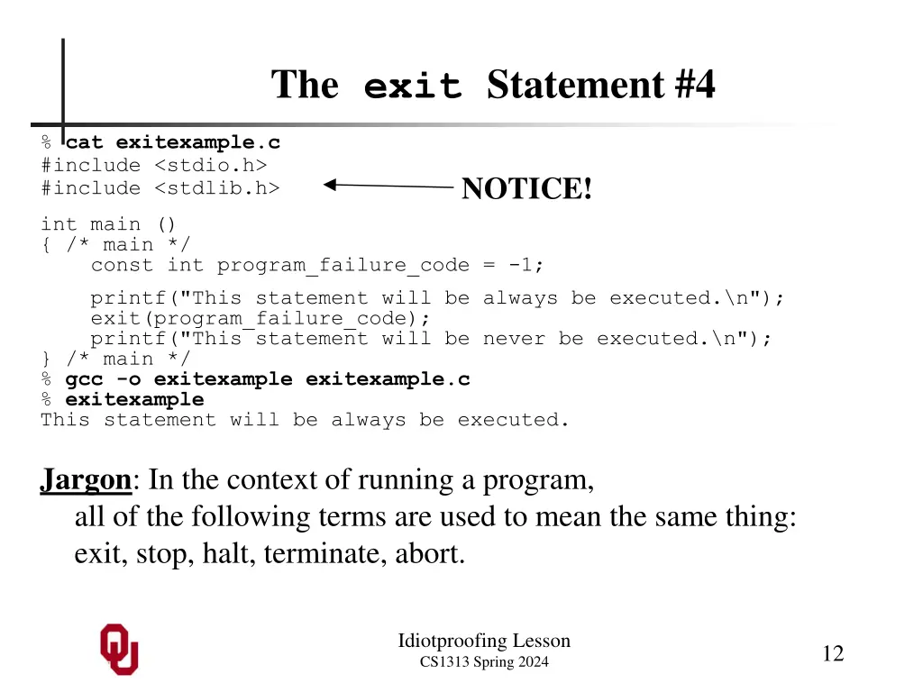 the exit statement 4