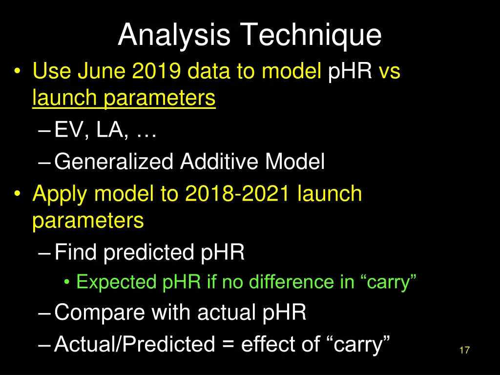 analysis technique use june 2019 data to model