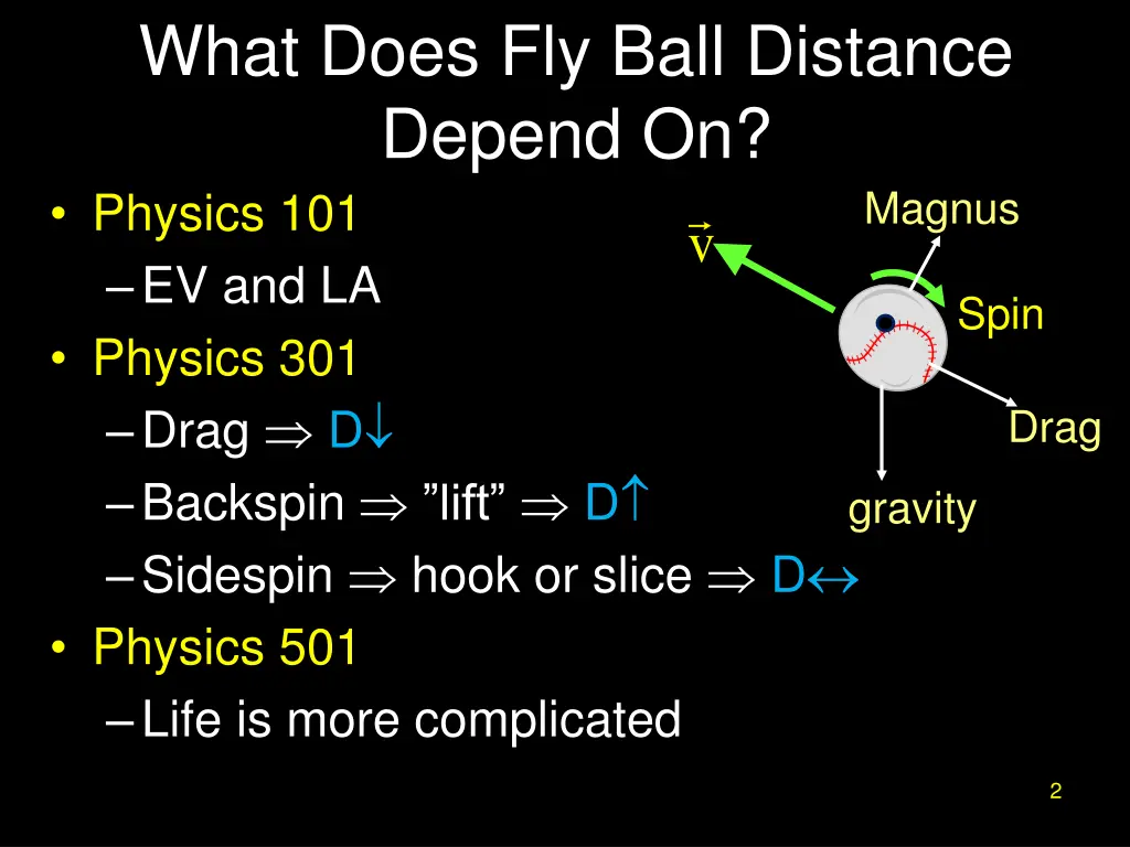 what does fly ball distance depend on physics