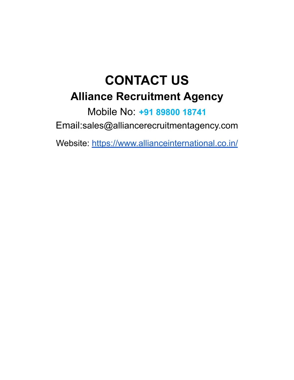 contact us alliance recruitment agency mobile