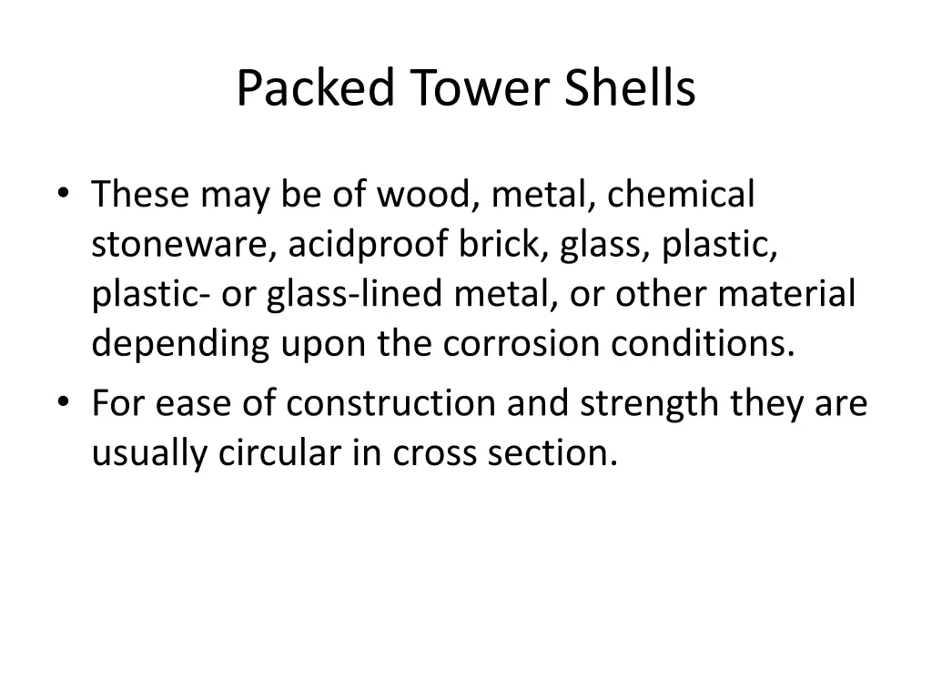 packed tower shells