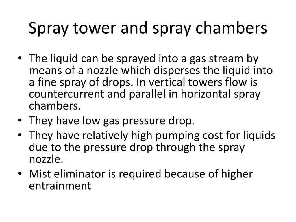 spray tower and spray chambers