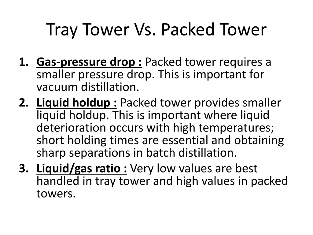 tray tower vs packed tower