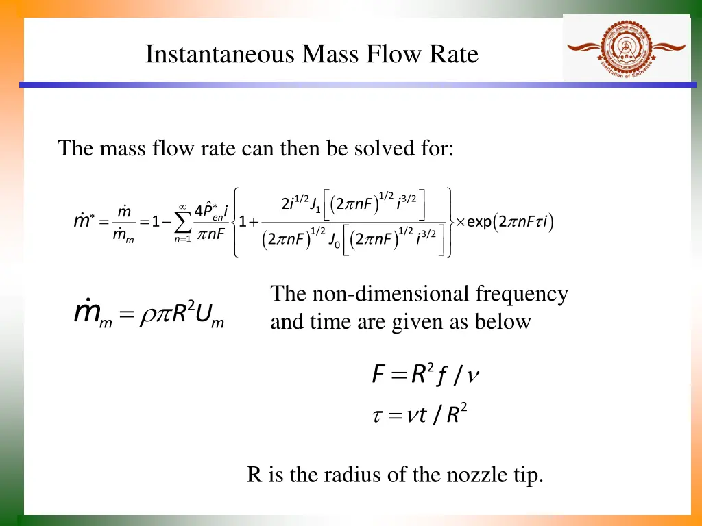 instantaneous mass flow rate