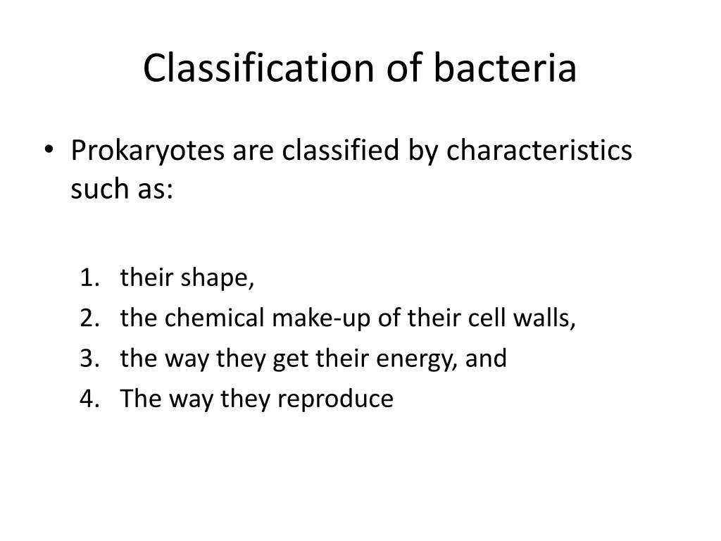 classification of bacteria