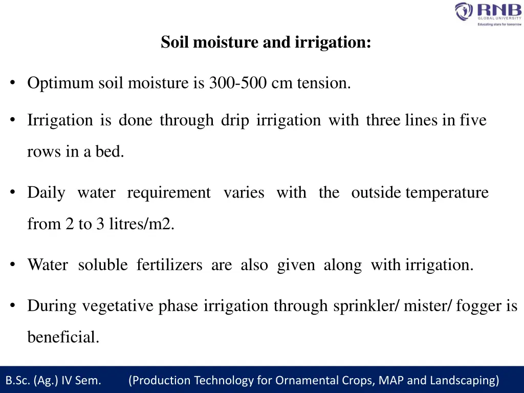 soil moisture and irrigation