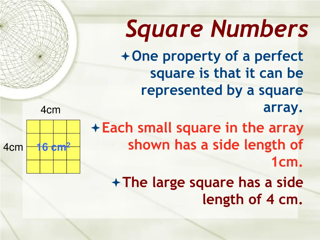 square numbers one property of a perfect square