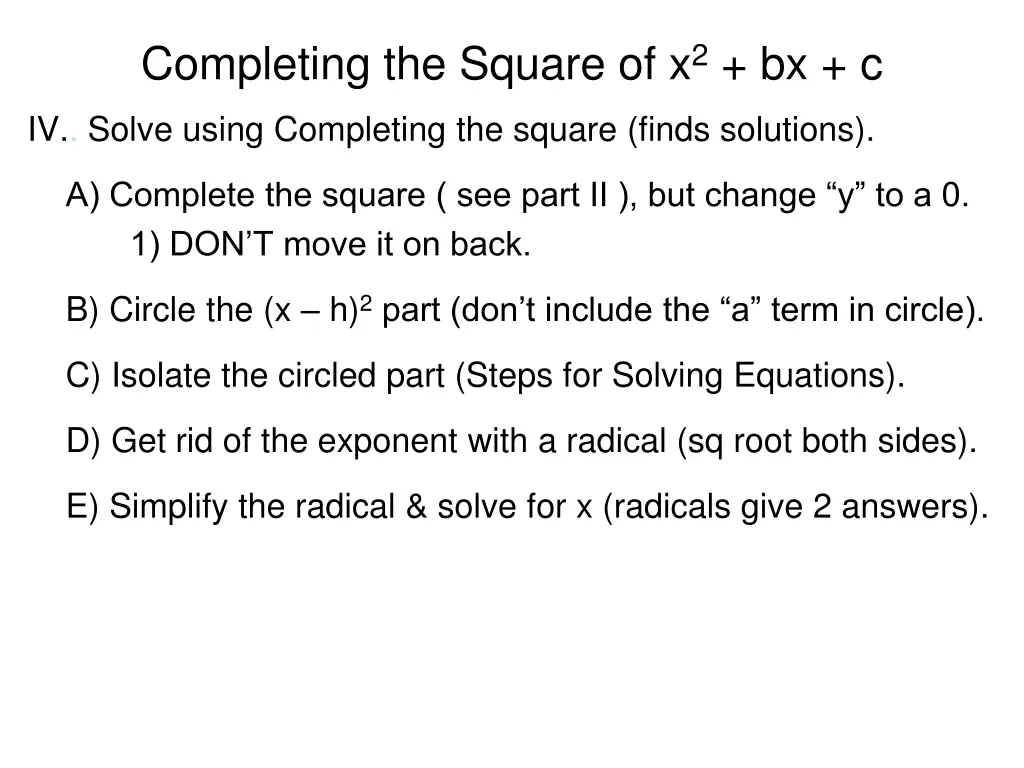 completing the square of x 2 bx c 1