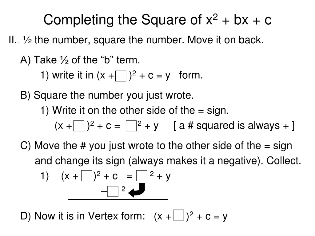 completing the square of x 2 bx c