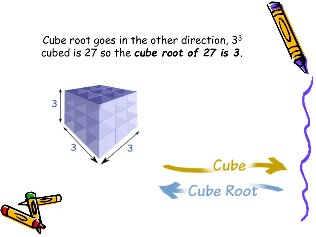 cube root goes in the other direction 3 3 cubed