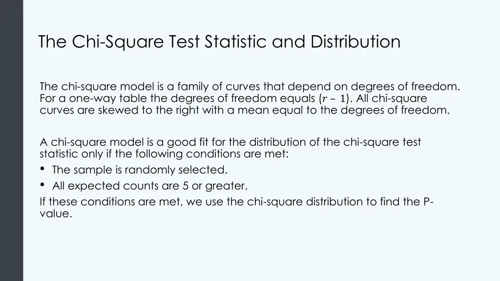 the chi square test statistic and distribution