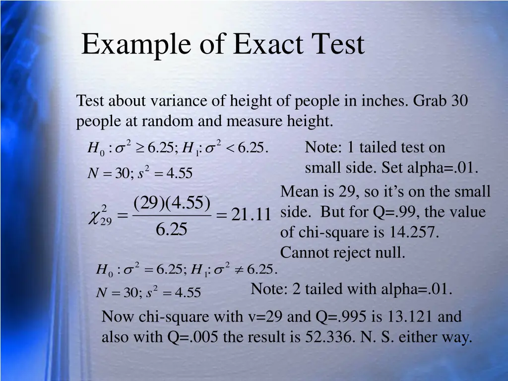 example of exact test