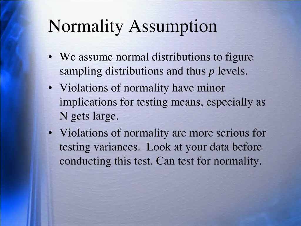 normality assumption