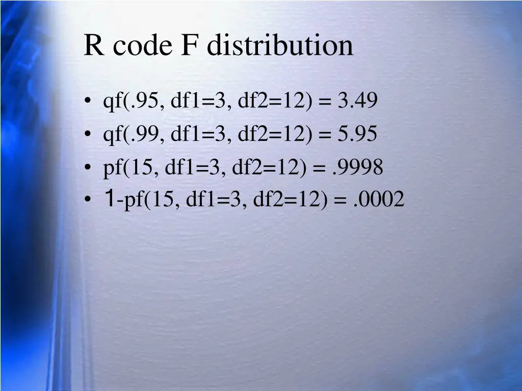 r code f distribution