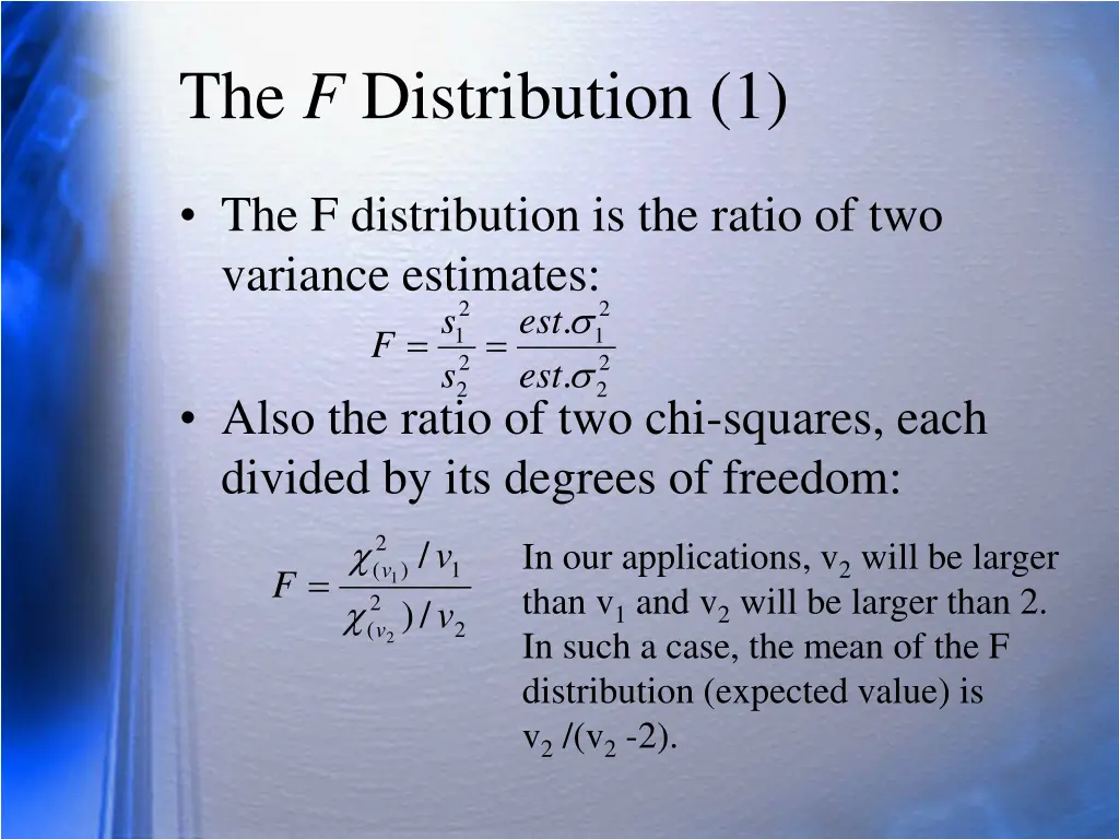 the f distribution 1