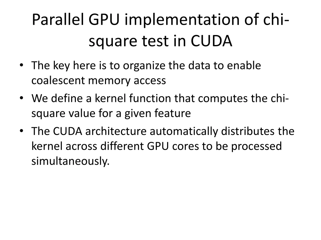 parallel gpu implementation of chi square test