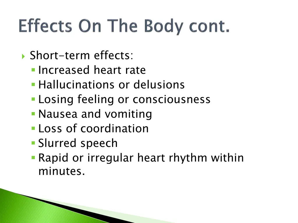 short term effects increased heart rate