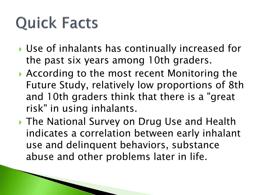 use of inhalants has continually increased