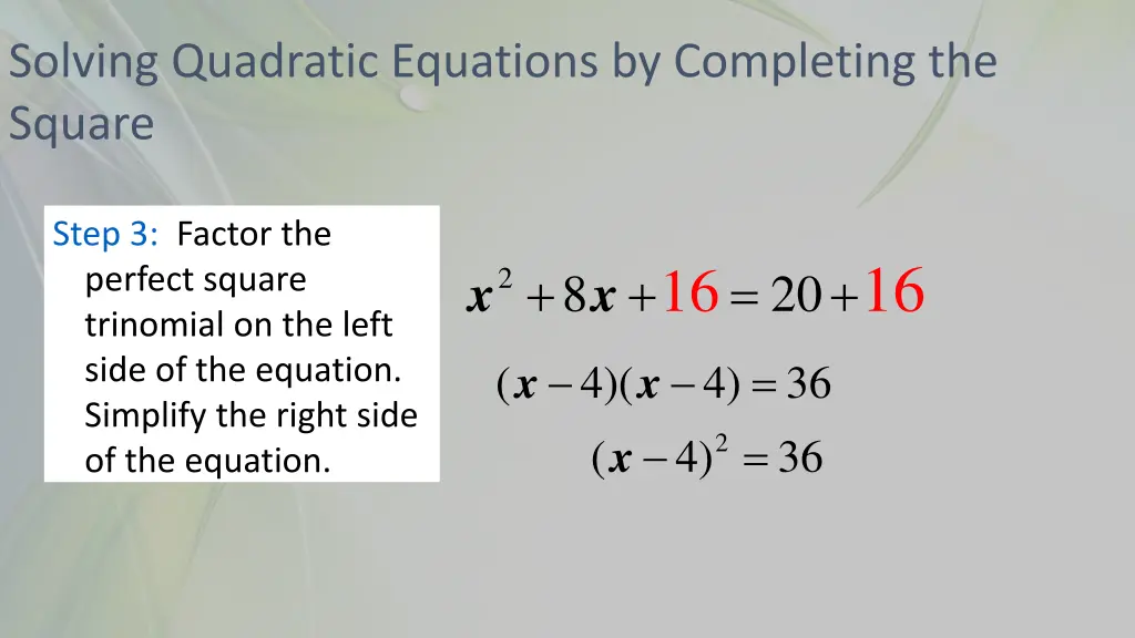 solving quadratic equations by completing 2