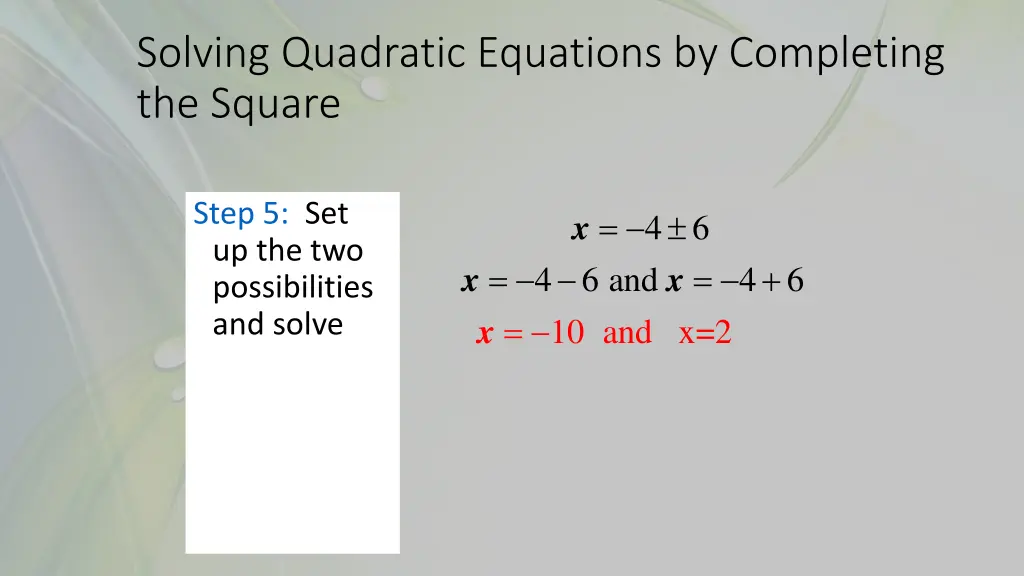 solving quadratic equations by completing 4