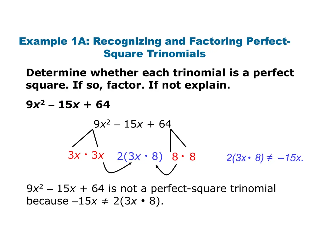 example 1a recognizing and factoring perfect