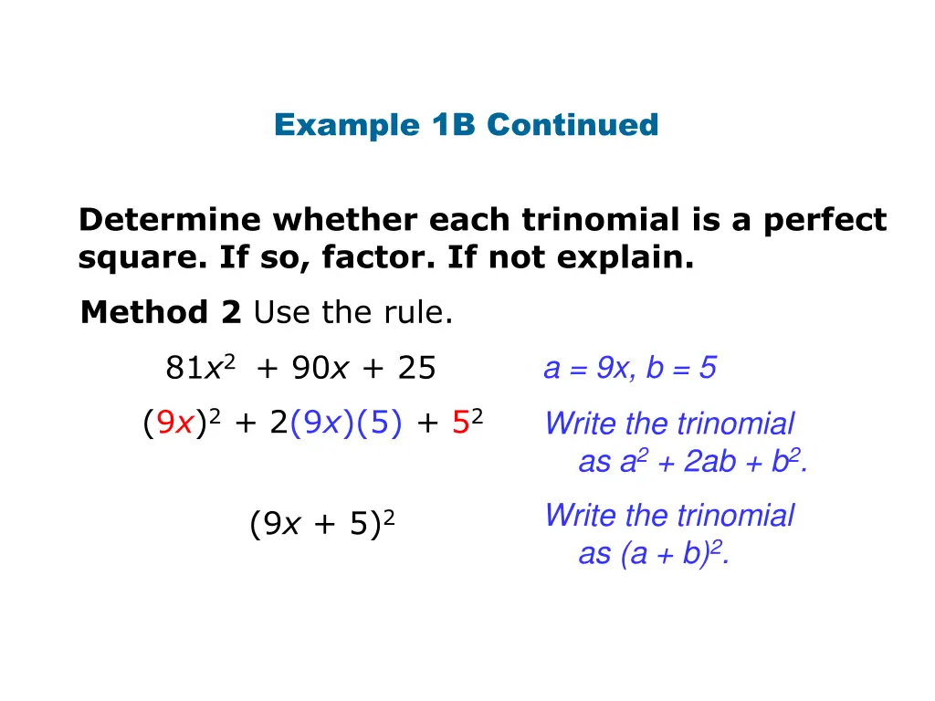 example 1b continued