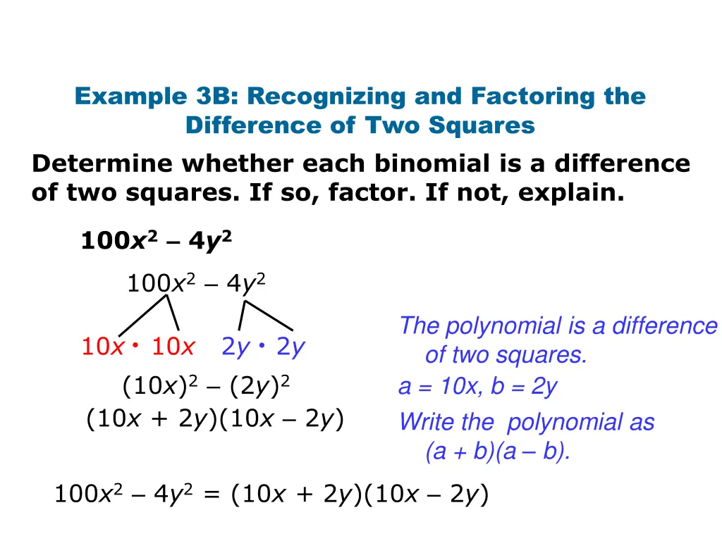 example 3b recognizing and factoring