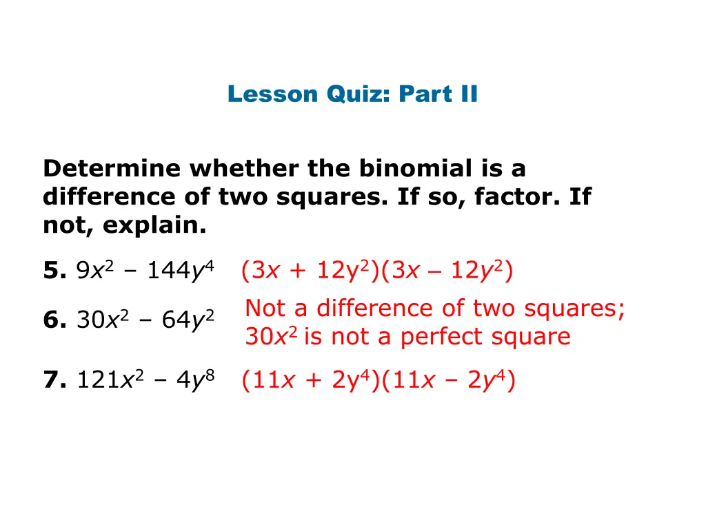 lesson quiz part ii