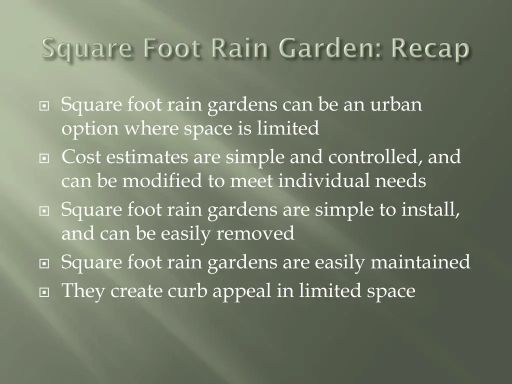 square foot rain gardens can be an urban option