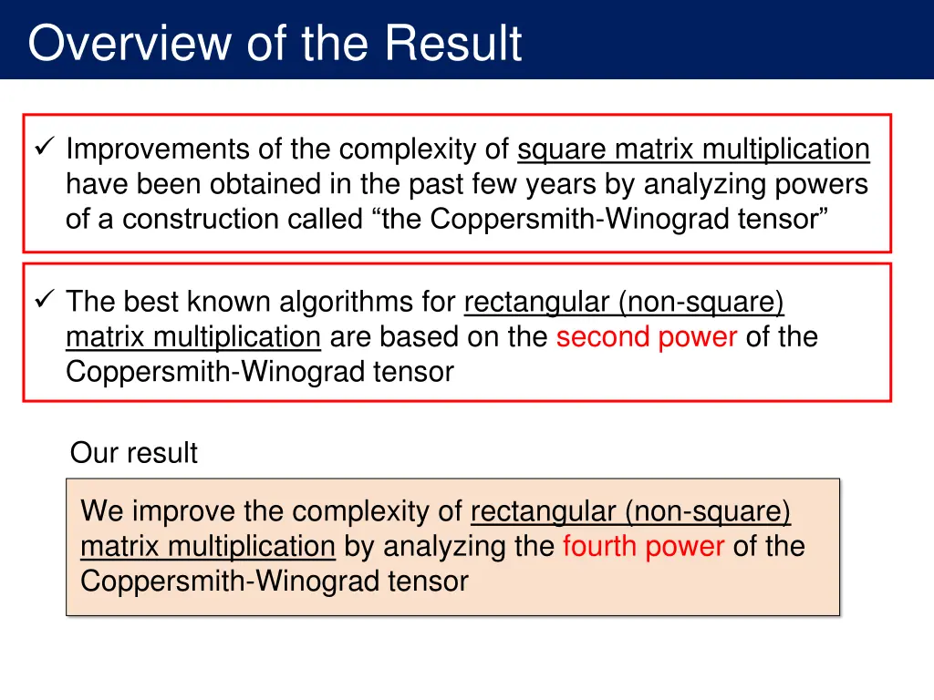 overview of the result 1