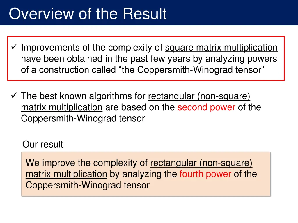 overview of the result