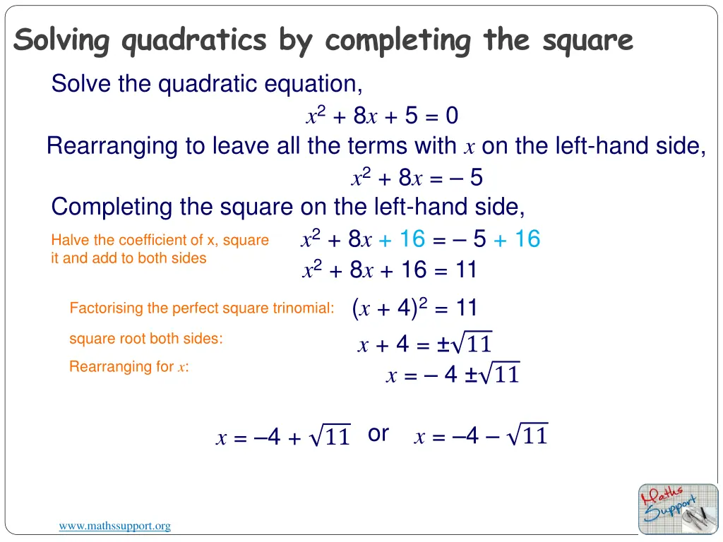 solving quadratics by completing the square 4