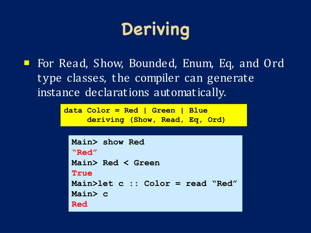 deriving