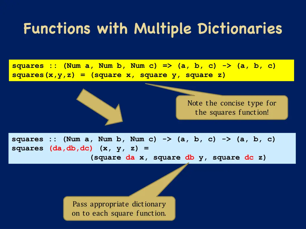 functions with multiple dictionaries