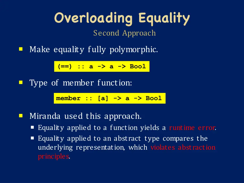 overloading equality second approach