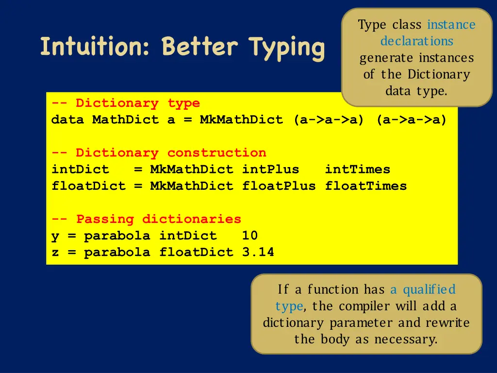 type class instance declarations generate