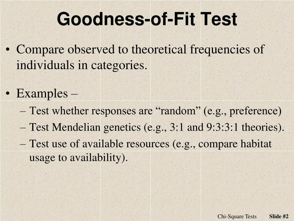 goodness of fit test